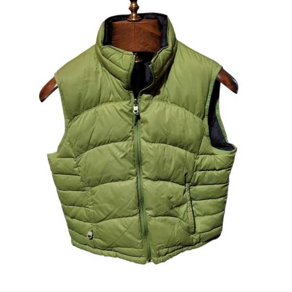 L. L. Bean Reversible Grey & Green Goose Down Filled Puffer Vest Womens Size Med - Picture 3 of 10